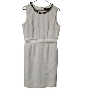 Alex Marie Sheath Dress White Woven Round Chain Womens Size 6 Career Work Office